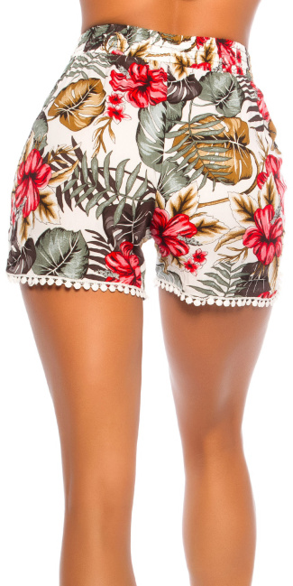 Trendy Summer Highwaist-Shorts with print White